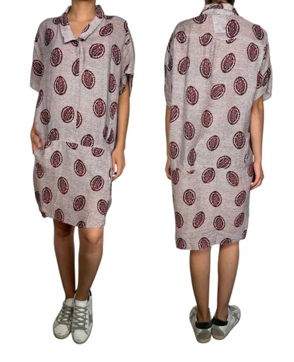 Bimba Y Lola Geometric Polka Dot Short Sleeve T-Shirt Dress Pink Women's Medium